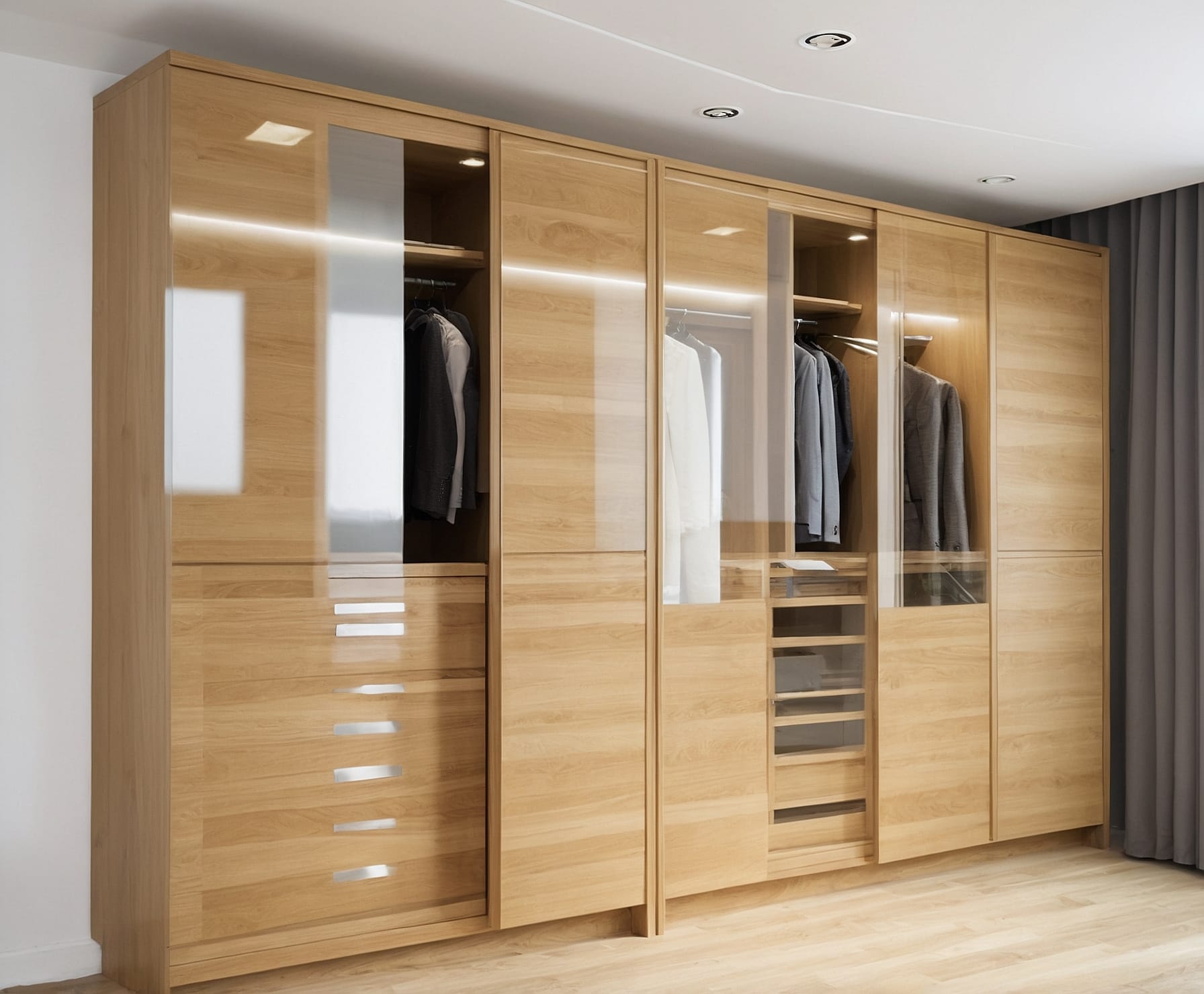 Armario empotrado de roble natural en oficina